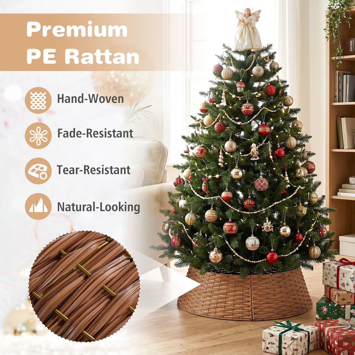 36“ Christmas Tree Collar for 6/7.5/9 ft Artificial Trees with Cord Cut-Out