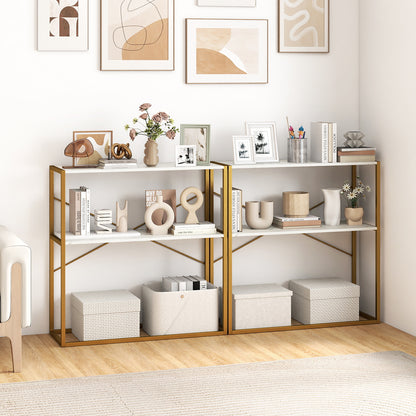 36" Console Table 2-Tier Entryway Table with Wooden Open Shelves and Metal Frame-White