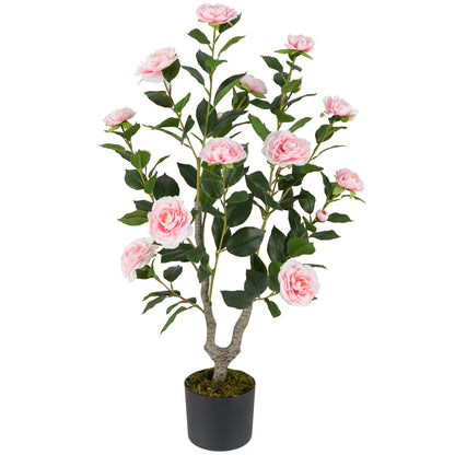 36 Inch Artificial Camellia Tree with Blooming Flower 1 Pack-White - Pink