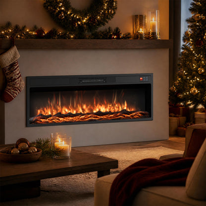 Recessed Electric Fireplace Heater with Remote Control