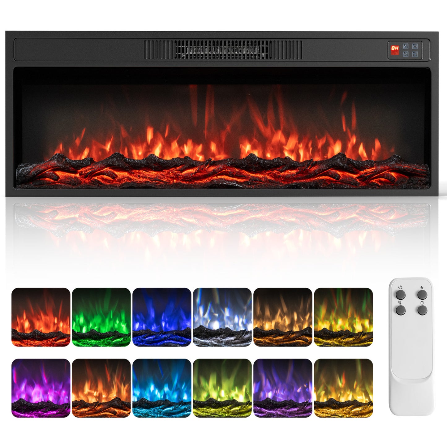 Recessed Electric Fireplace Heater with Remote Control