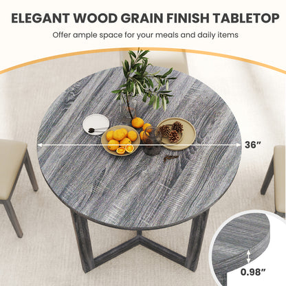 36 Inch Round Wood Dining Table for 2-4 People with Wing-shaped Pedestal Base