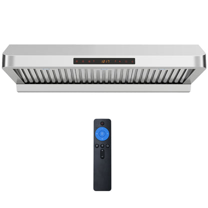 36 Inch Under Cabinet Range Hood 900 CFM Kitchen Stove Vent with Oil Collector-Silver