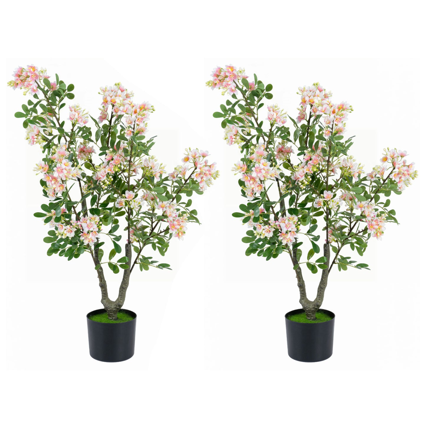 Artificial Impatiens Tree 36" with Flowers and Fruits - Pink