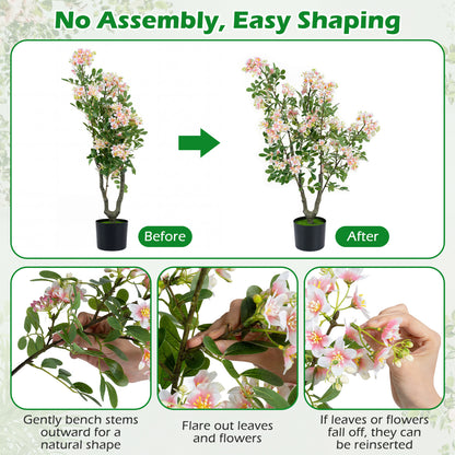Artificial Impatiens Tree 36" with Flowers and Fruits - Pink
