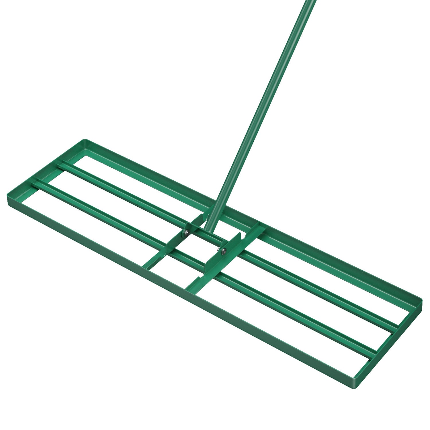 36 x 10 Inch Lawn Leveling Rake with Ergonomic Handle-Silver - Green