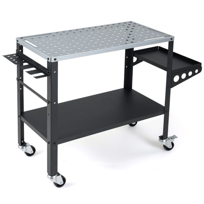 Welding Table 36x18" with 144 Fixture Holes and Lockable Wheels