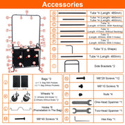 3 Bags Laundry Sorter with Garment Hanging Bar Laundry Hamper Rolling Cart Laundry Basket Organizer