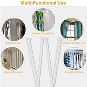 Tension Curtain Rod Spring Load Adjustable Curtain Pole Heavy-Duty Steel 4 Sizes