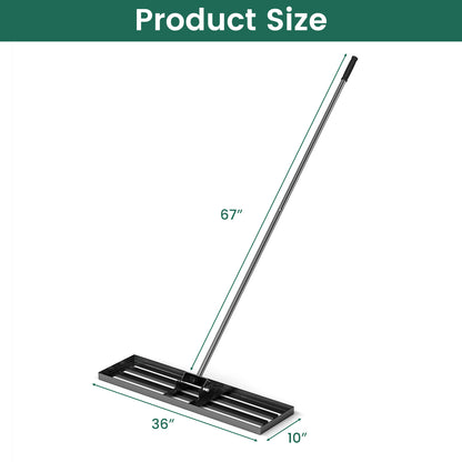 36 x 10 Inch Lawn Leveling Rake with Ergonomic Handle
