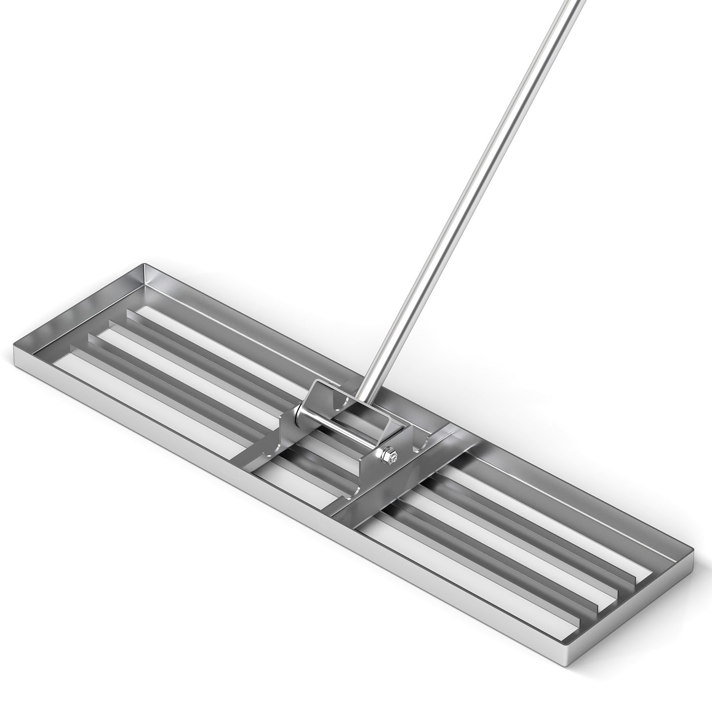 36 x 10 Inch Lawn Leveling Rake with Ergonomic Handle-Silver - Silver