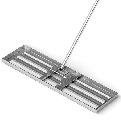 36 x 10 Inch Lawn Leveling Rake with Ergonomic Handle-Silver - Silver