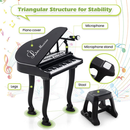 37 Keys Kids Piano Keyboard with Stool and Piano Lid