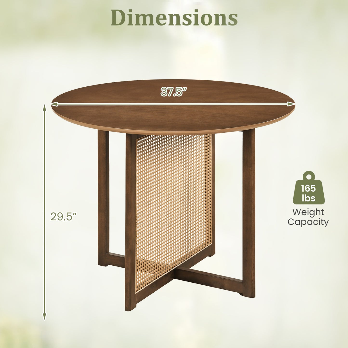 37.5 Inch Round Dining Table with Cross Pedestal Base