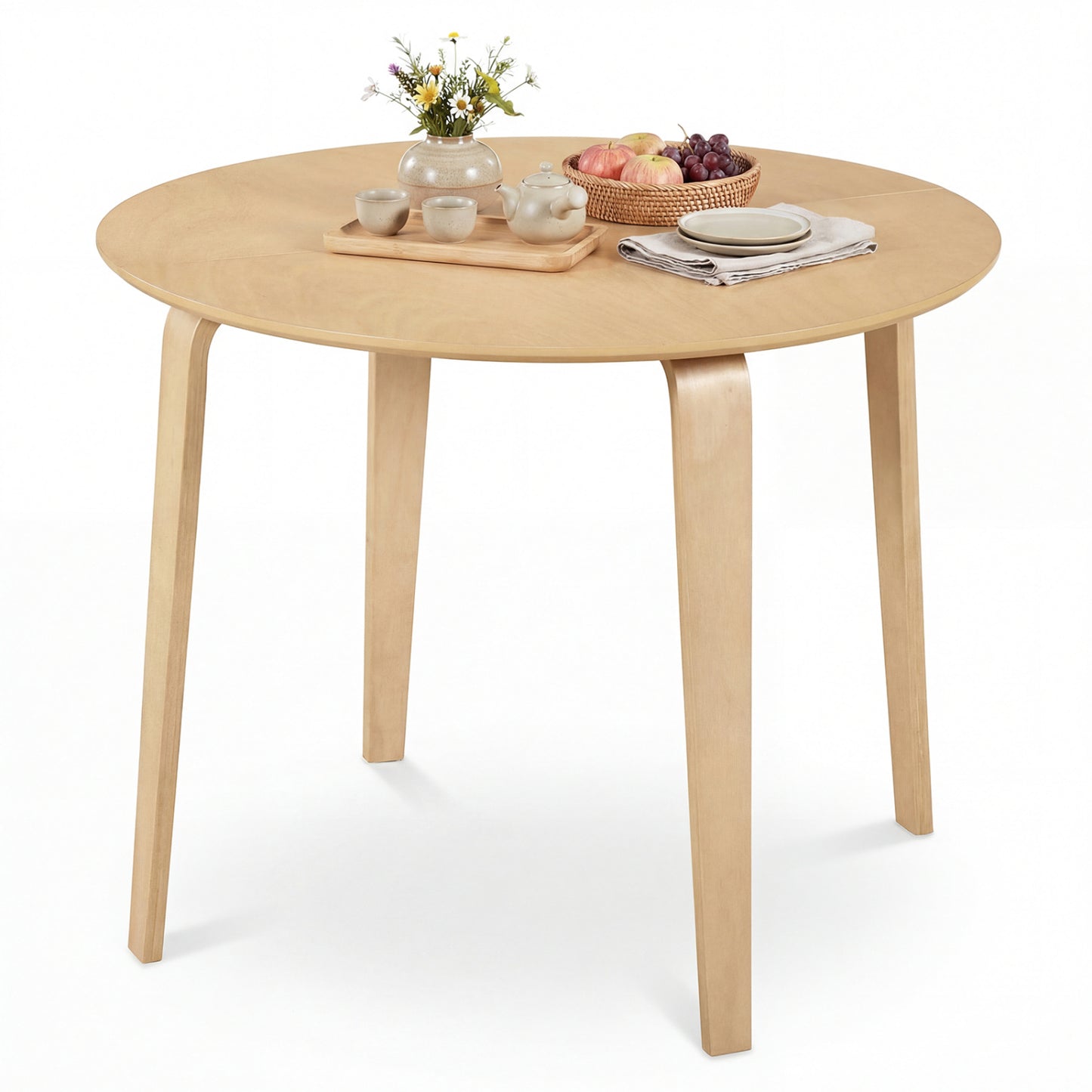 37.5" Round Dining Table with Rubber Wood Legs for Small Space