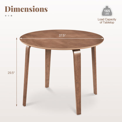 37.5" Round Dining Table with Rubber Wood Legs for Small Space