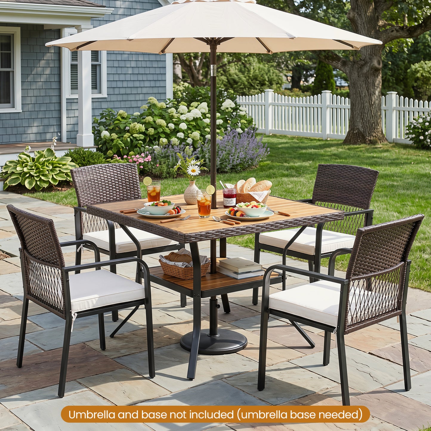 37" Square Outdoor Dining Table with Acacia Wood Top