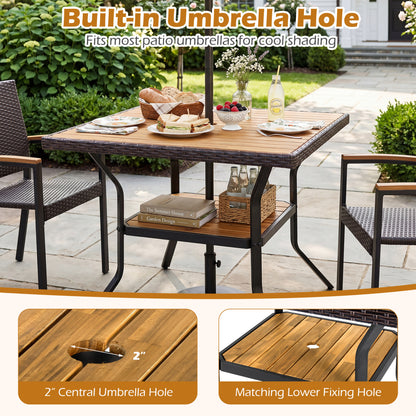 37" Square Outdoor Dining Table with Acacia Wood Top