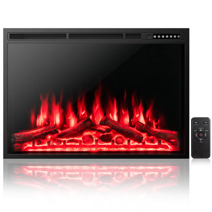 Electric Fireplace Recessed 34/37 Inch with Adjustable Flames