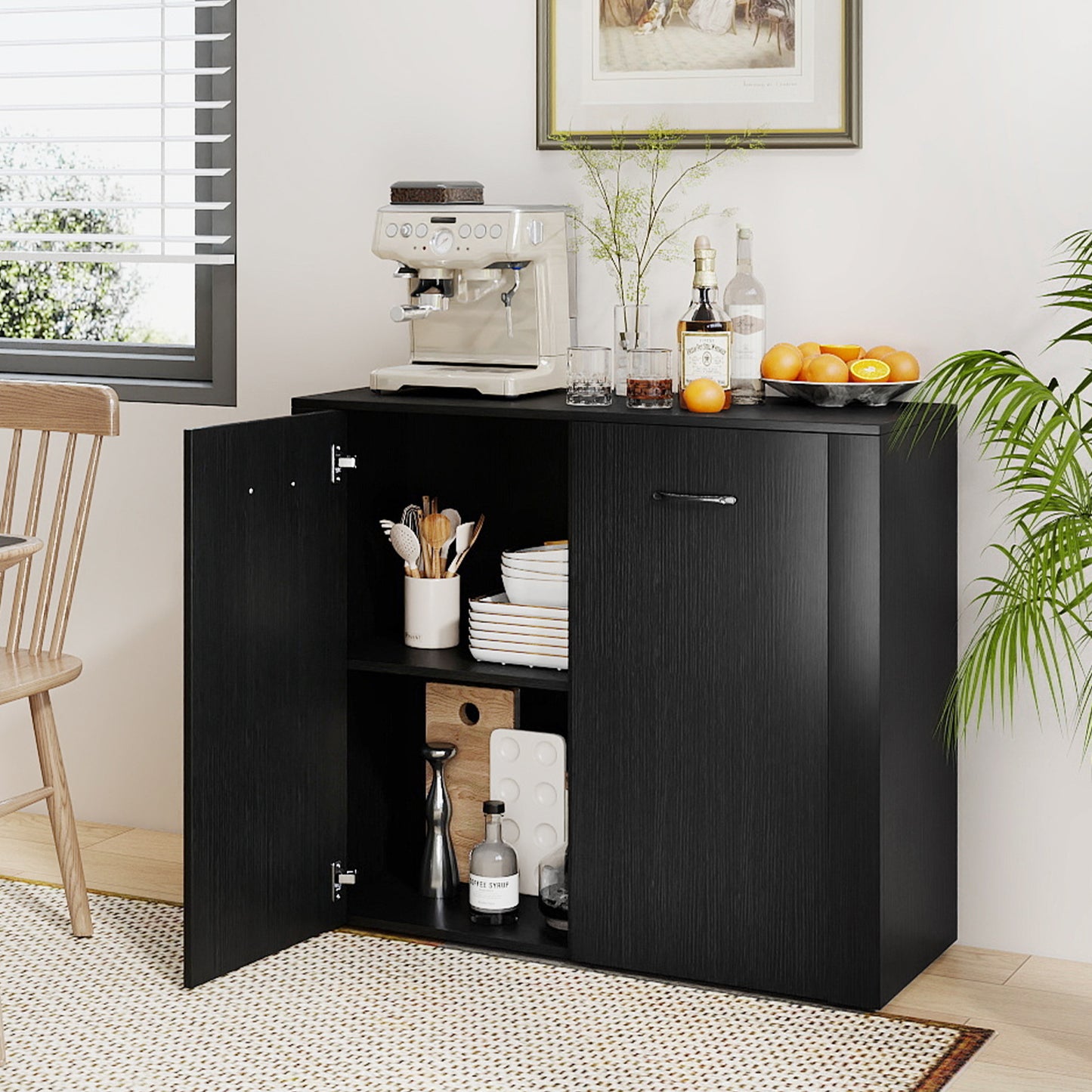 38" Buffet Modern Sideboard Cabinet with Storage-Black