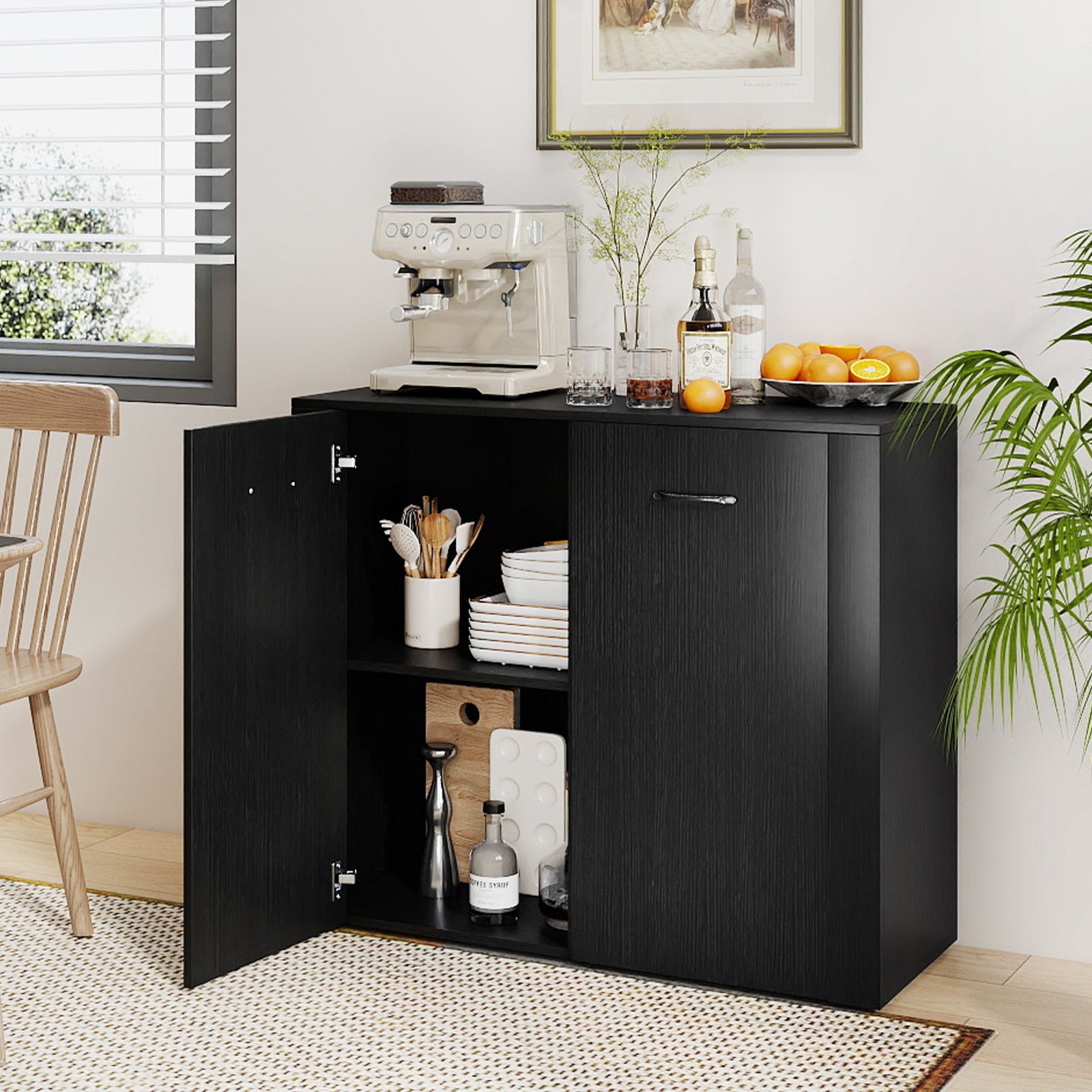 38" Buffet Modern Sideboard Cabinet with Storage-Black