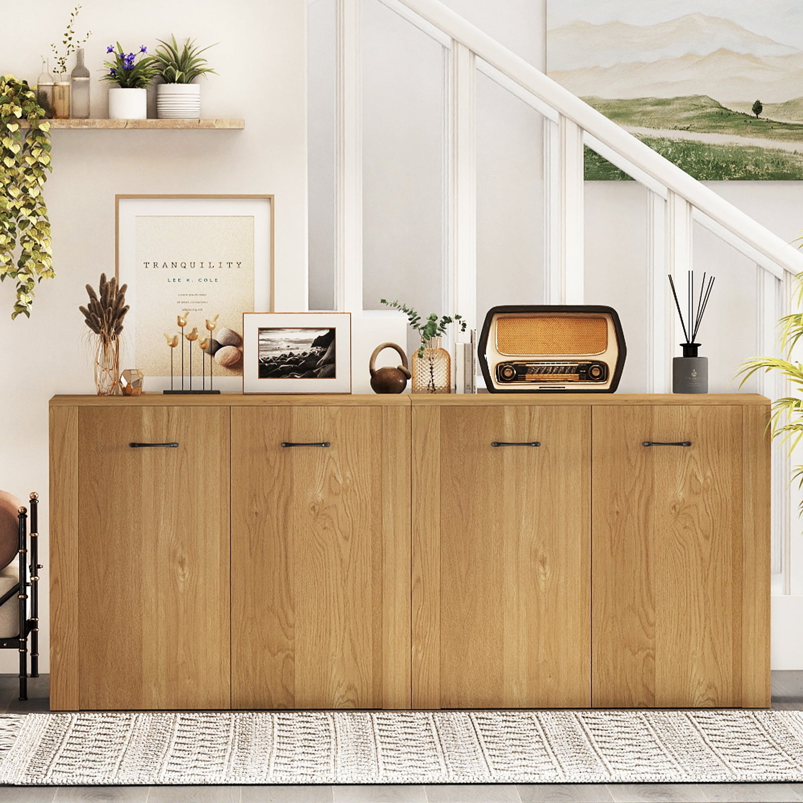 38" Buffet Modern Sideboard Cabinet with Storage-Natural