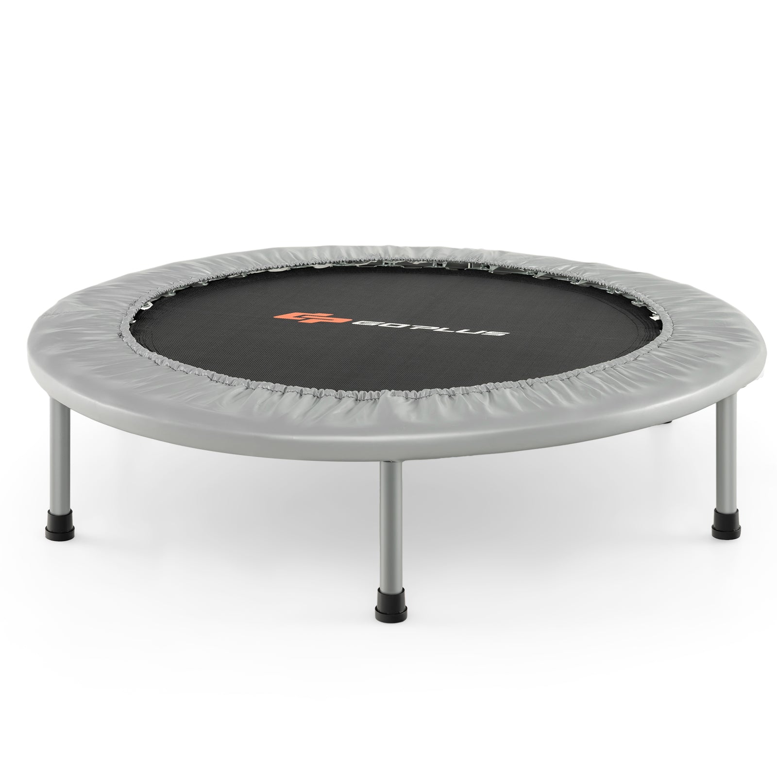 38 Inch Mini Folding Trampoline Portable Leisure Fitness Backboard-Blue - Gray