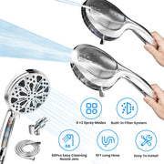 Handheld Filtered High Pressure Shower Head with 5FT Hose Bracket