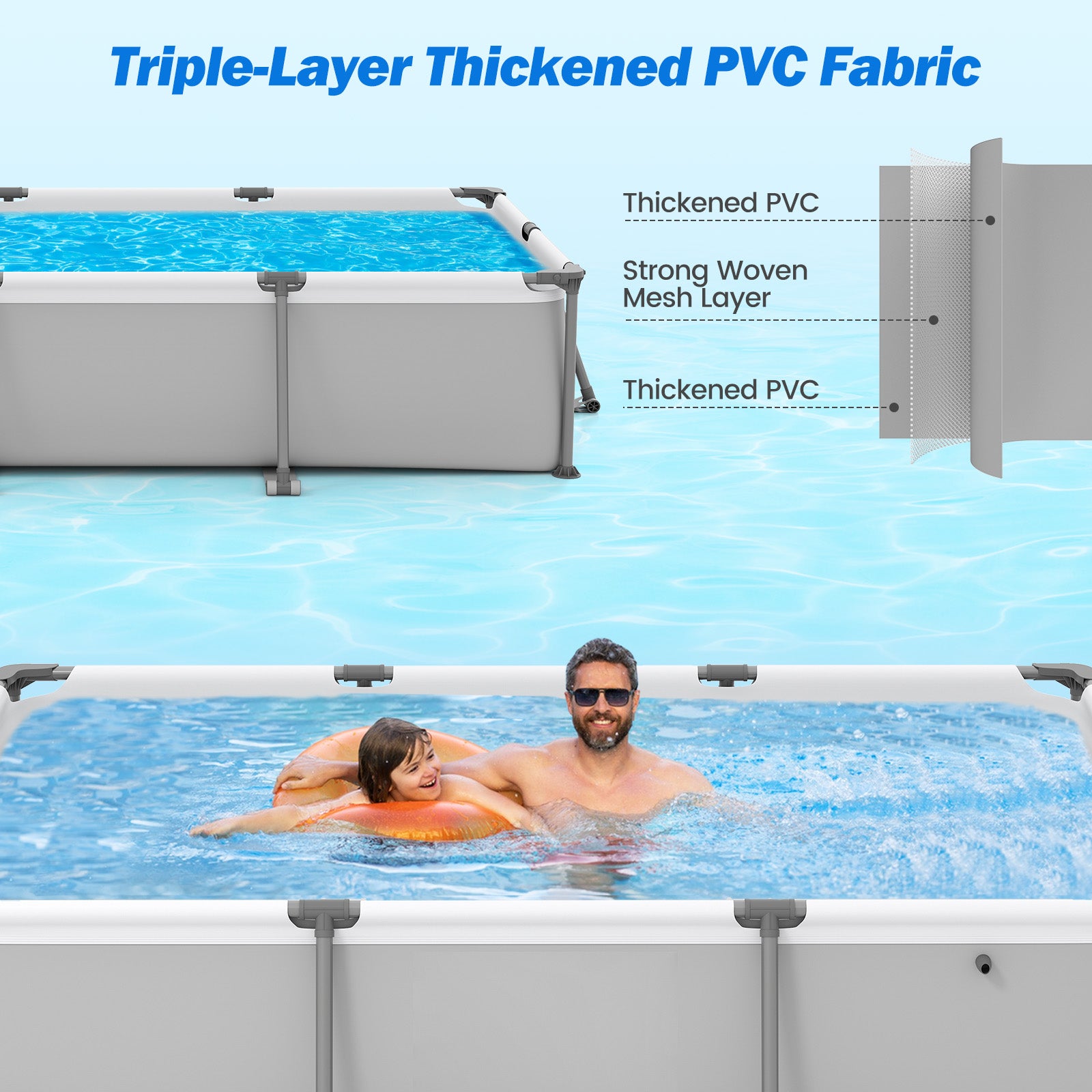 690/978/1158/1617 Gal Outdoor Family Swimming Pool with Metal Frame-10 ft