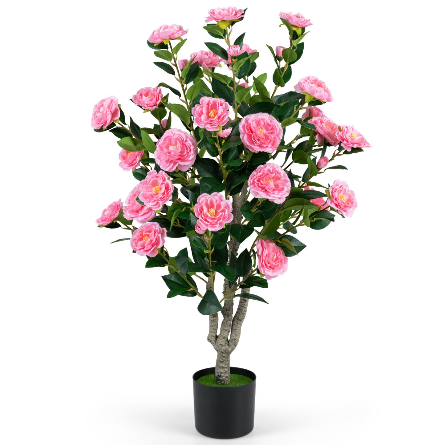 Artificial Camellia Tree 39.5" with Cement Pot