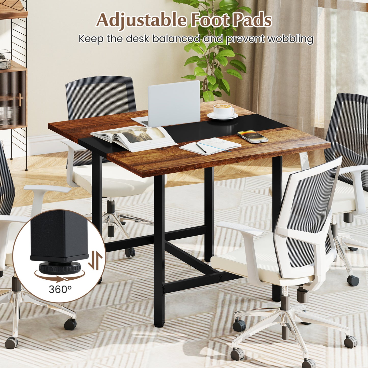 39.5" Square Conference Table with Thickened Tabletop