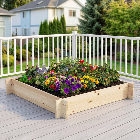 39.5" x 39.5" Square Wooden Raised Garden Bed