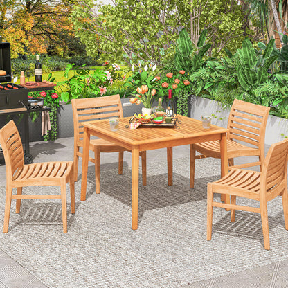 40 Inch Acacia Wood Dining Square Bistro Table with 1.96 Inch Umbrella Hole
