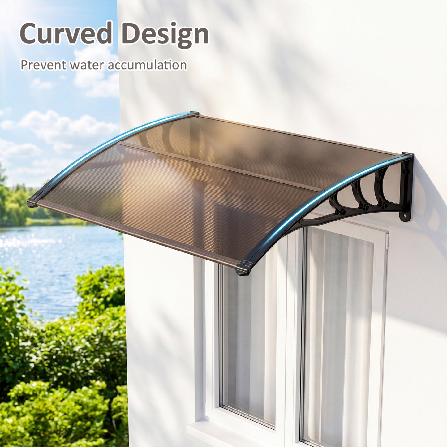 Door Awning 39x30 Inch Polycarbonate Window Canopy