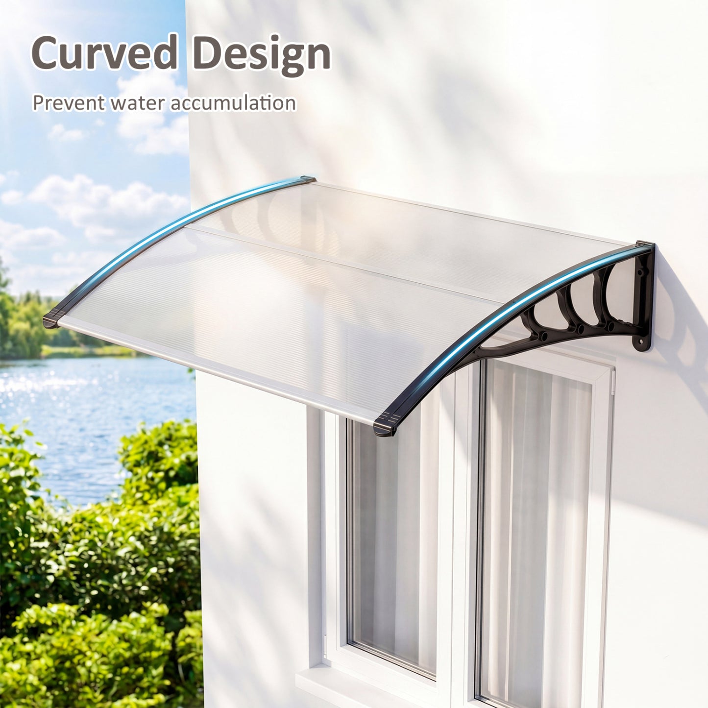 Door Awning 39x30 Inch Polycarbonate Window Canopy