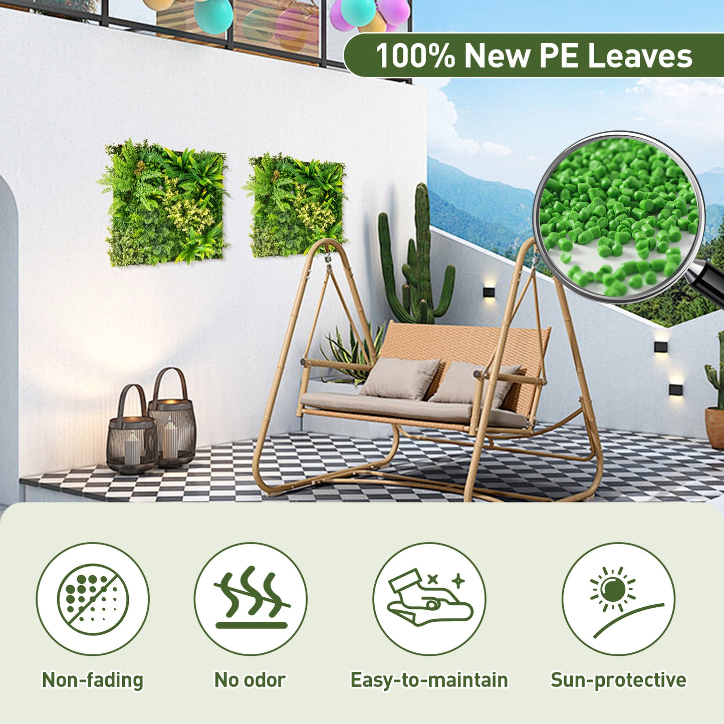 20" x 20" 3D Hanging Greenery Hedge with 11 Types of Mixed Faux Plants for Indoor Outdoor