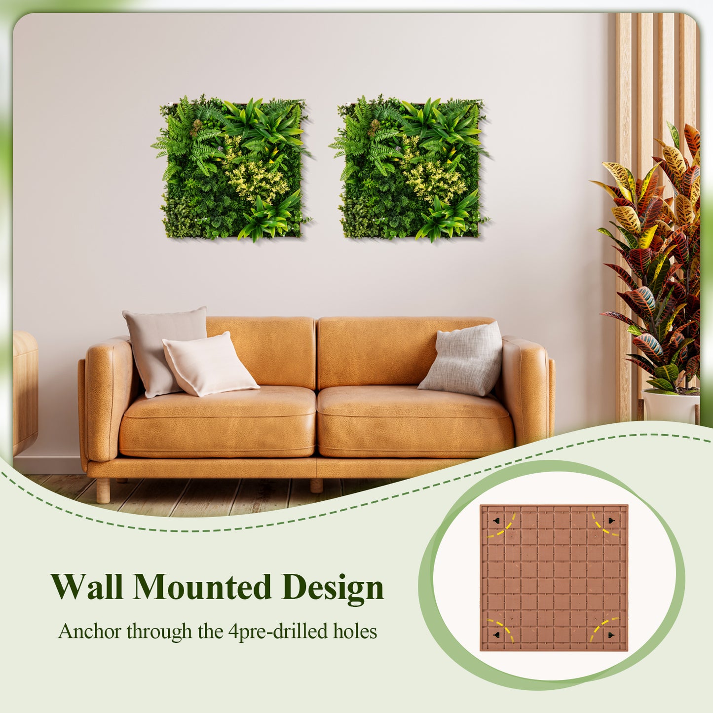 20" x 20" 3D Hanging Greenery Hedge with 11 Types of Mixed Faux Plants for Indoor Outdoor