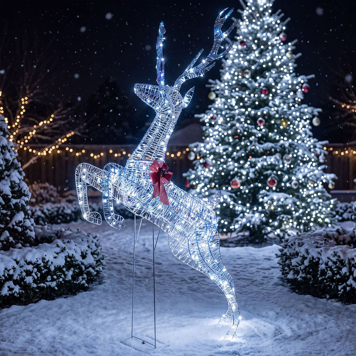 3D Large Lighted Christmas Reindeer Outdoor Decoration for Holiday Decor
