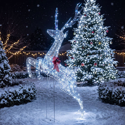 3D Large Lighted Christmas Reindeer Outdoor Decoration for Holiday Decor