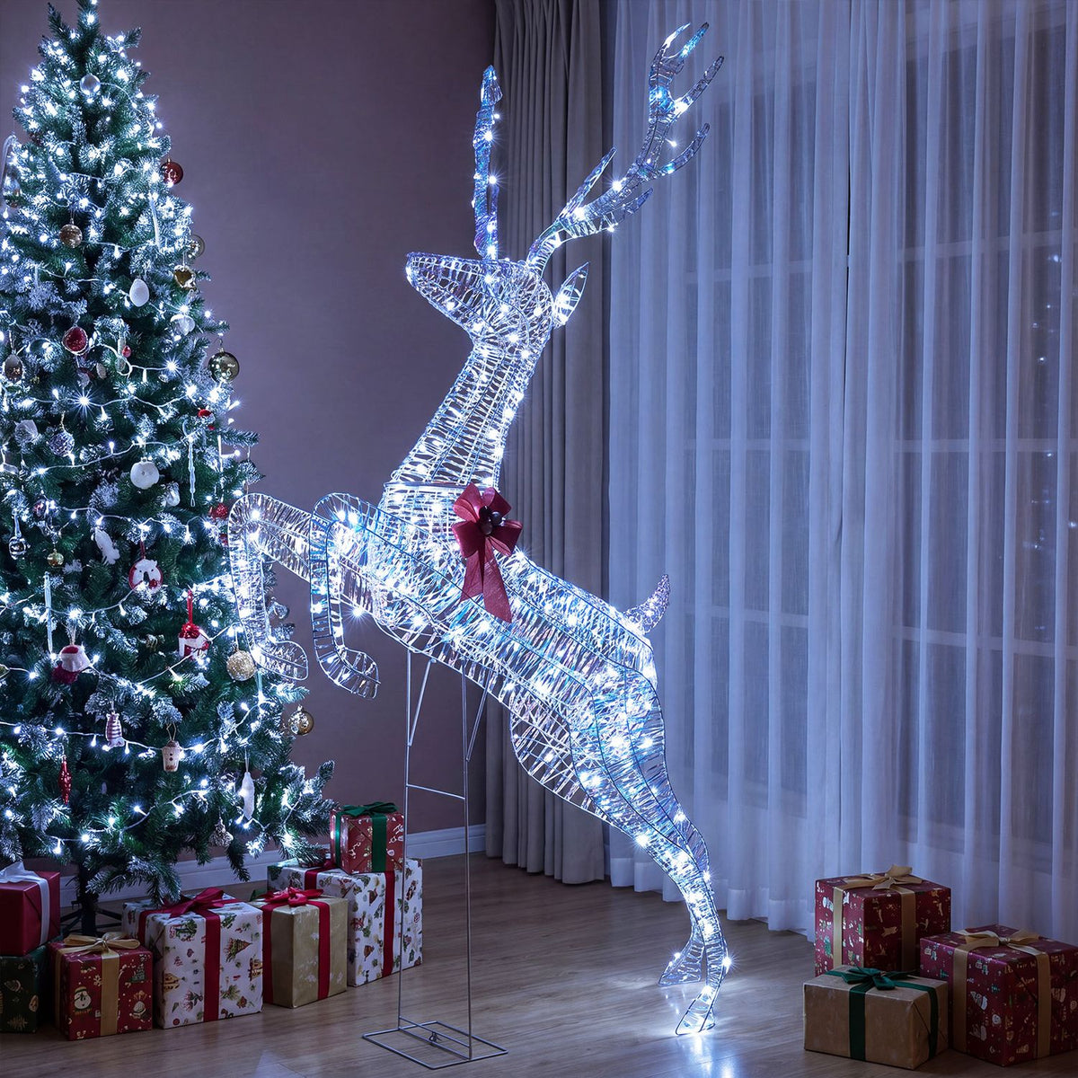 3D Large Lighted Christmas Reindeer Outdoor Decoration for Holiday Decor