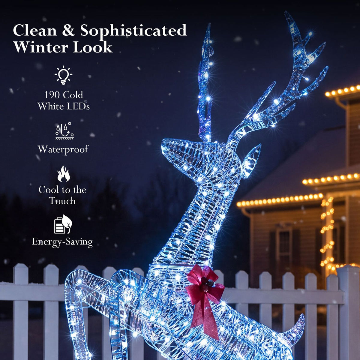 3D Large Lighted Christmas Reindeer Outdoor Decoration for Holiday Decor