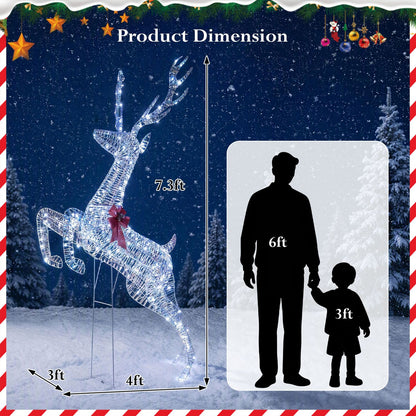 3D Large Lighted Christmas Reindeer Outdoor Decoration for Holiday Decor
