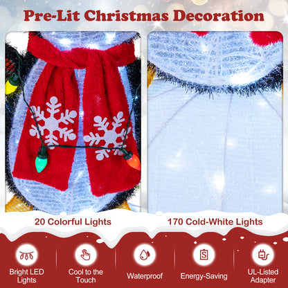 3D Pre-Lit Indoor Outdoor Xmas Holiday with 170 Cold-White LED Lights for Home