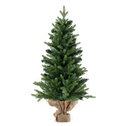 3 Feet Mini Pre-Lit Artificial Christmas Tree Tabletop Xmas Tree with Burlap Base
