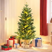 3 Feet Mini Pre-Lit Artificial Christmas Tree Tabletop Xmas Tree with Burlap Base