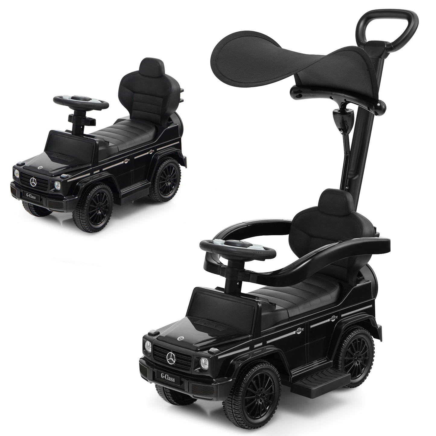 3-In-1 Ride on Push Car Mercedes Benz G350 Stroller Sliding Car with Canopy