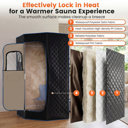 3L Portable Steam Sauna for Home Fast-Heat with 9-Level Remote Control and Folding Chair