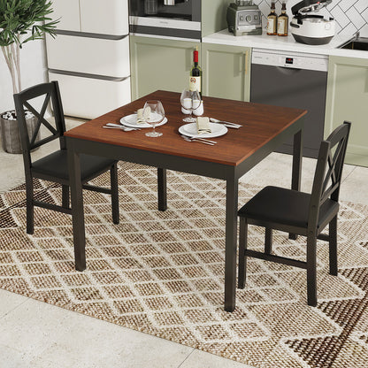 3-Piece Dining Table Set Wooden Square Kitchen Table for 2 People