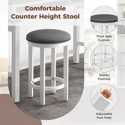 3-Piece Home Bar Set with 2 Upholstered Bar Stools Outlets and USB Ports-Gray