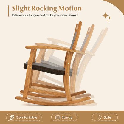 3 Pieces Acacia Wood Patio Rocking Chair Set with Side Table